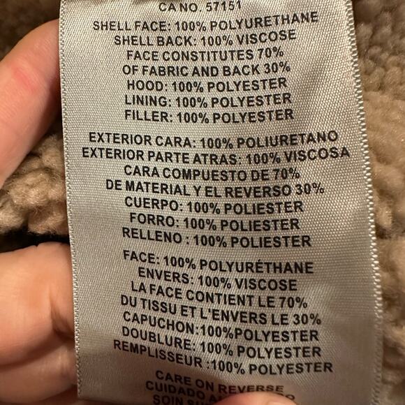 Levi’s Dark Brown Faux Leather and Shearling Mens XL Heavy Coat Sweatshirt Trim - Picture 7 of 9